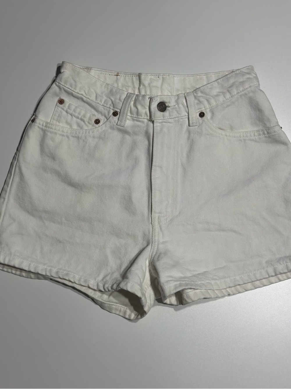 Levi's White High-Rise Denim Shorts